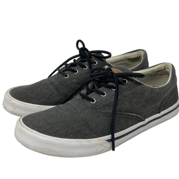 Sperry Striper 2 Gray Canvas Deck Boat Shoe Lace Up STS16795 Size 8 US - Picture 2 of 11